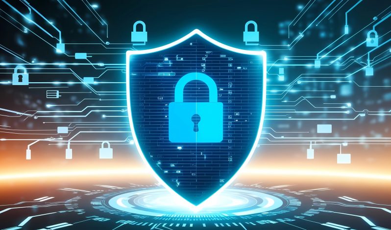 Free ai generated cybersecurity digital shield illustration